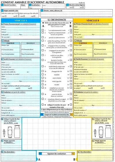 Comment remplir un constat d'accident auto ?