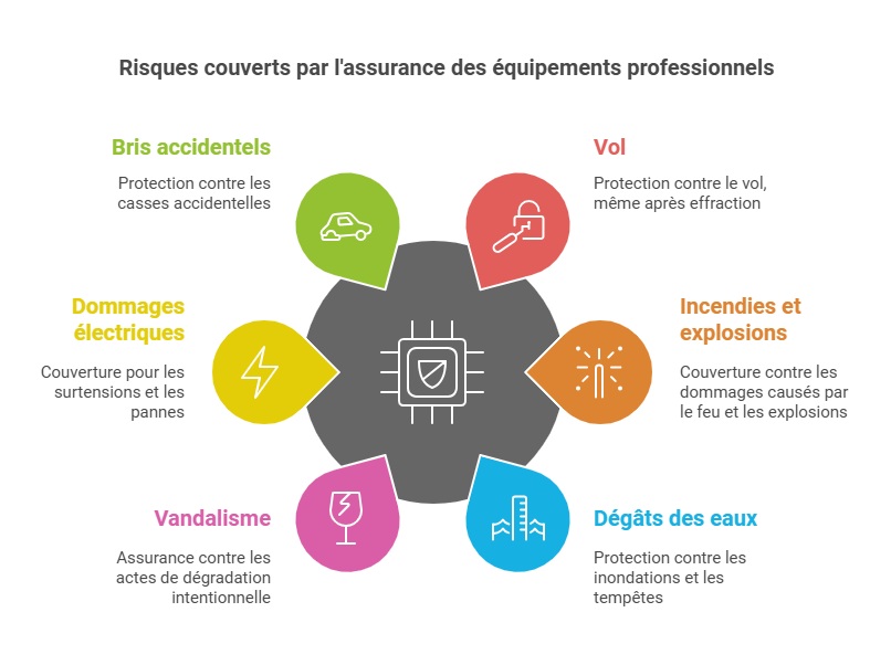 Infographie sur les garanties d'une assurance matériel pro en habitation
