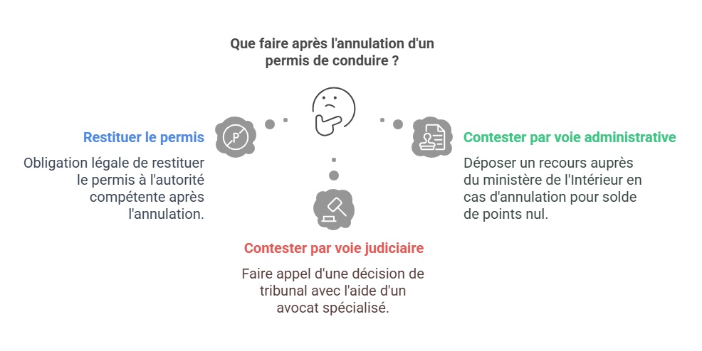Infographie sur les démarches à suivre après une annulation de permis