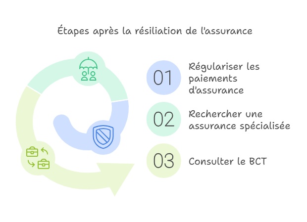 Infographie sur les étapes après la résiliation de l'assurance