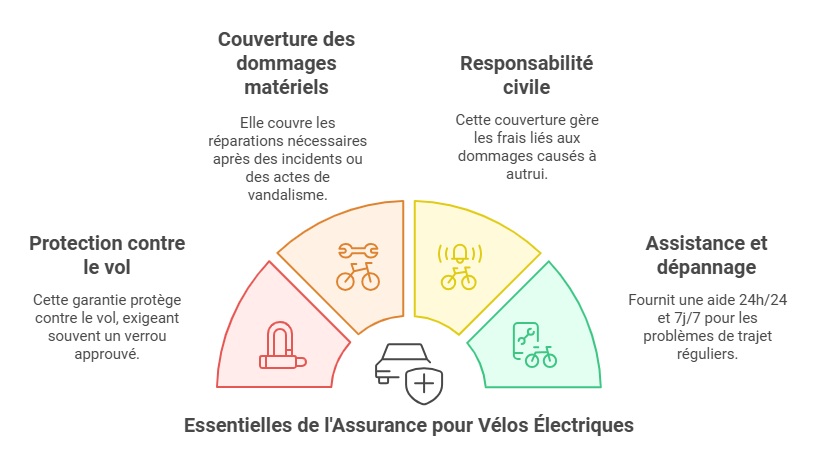 Infographie sur les essentielles de l'assurance pour vélo électrique