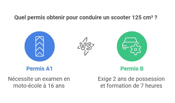 Infographie sur les permis pouvoir conduire un scooter 125