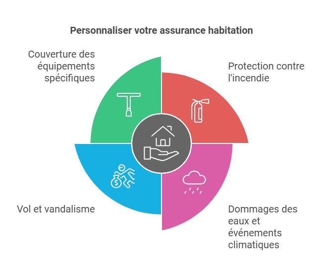 Infographie sur les options de personnalisation de l'assurance habitation maison