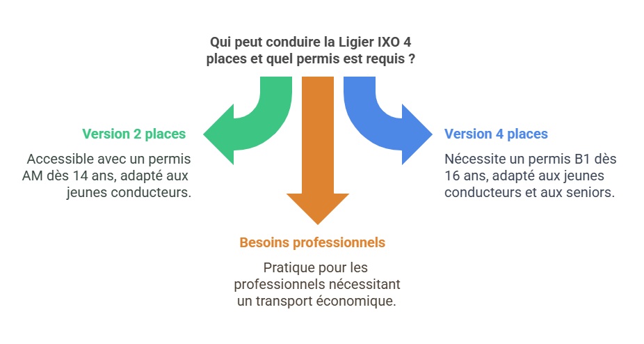 infographie sur qui peut conduire la Ligier IXO et permis nécessaire