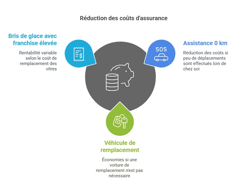 Infographie sur la réduction des coûts d'assurance auto en supprimant des garanties