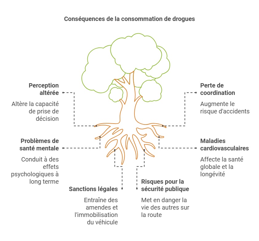 Infographie que les conséquences de la consommation de drogues