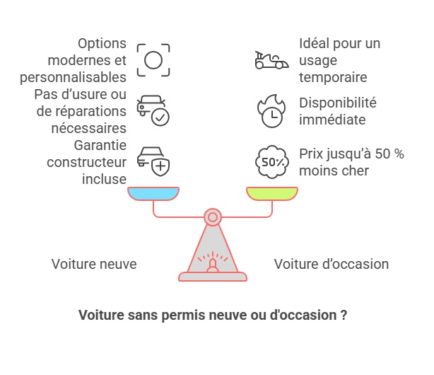 Infographie voiture sans permis neuve ou d'occasion